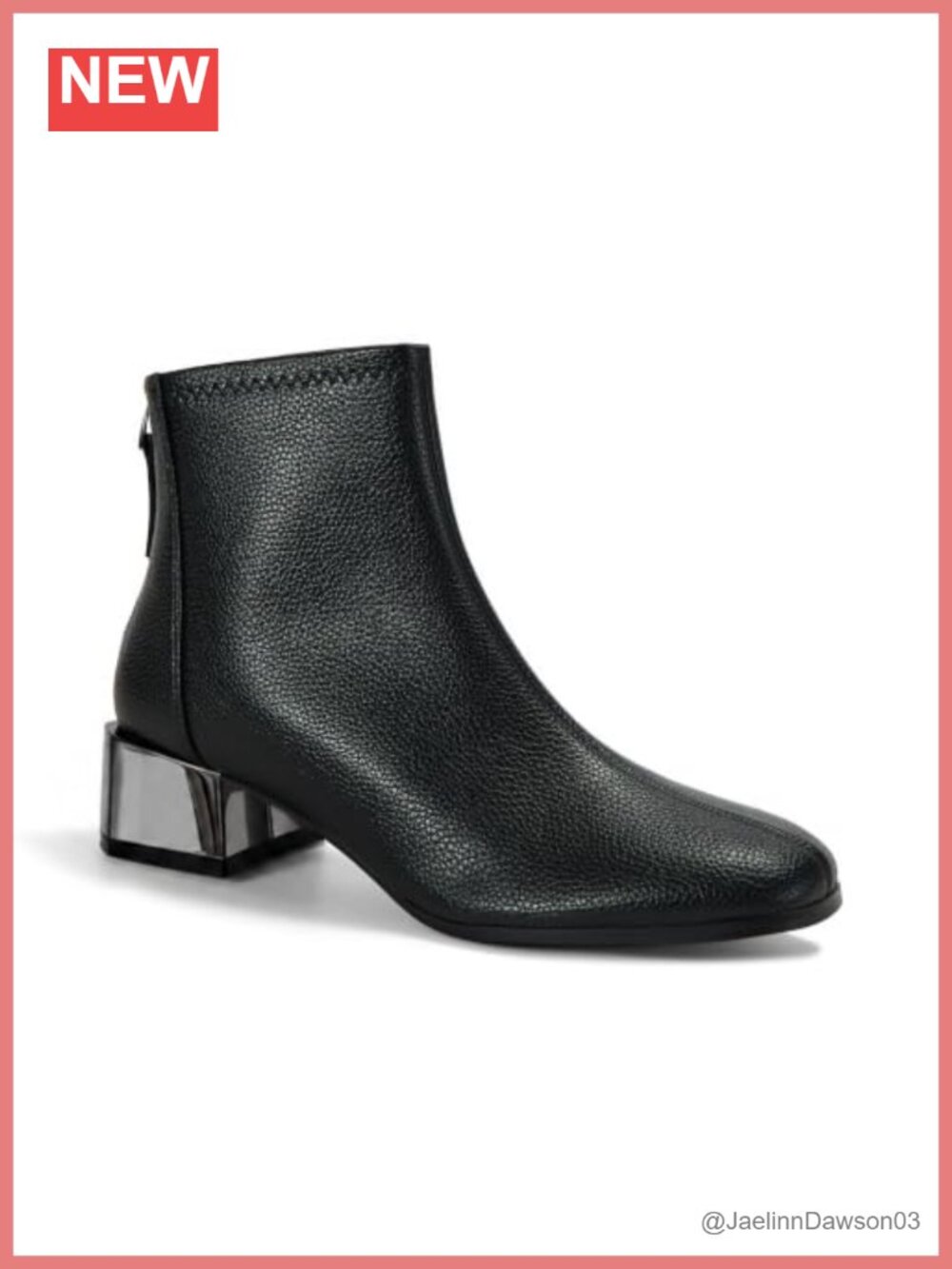 Womens Lambskin Insole Square Toe Ankle Boots Back Zip Plated Heel